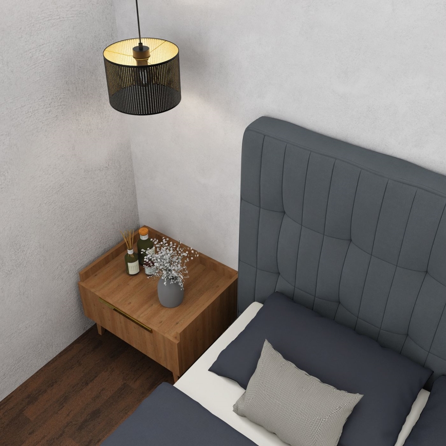 Luster na užetu LOFT SHADE 1xE27/60W/230V promjer 25 cm crna/zlatna