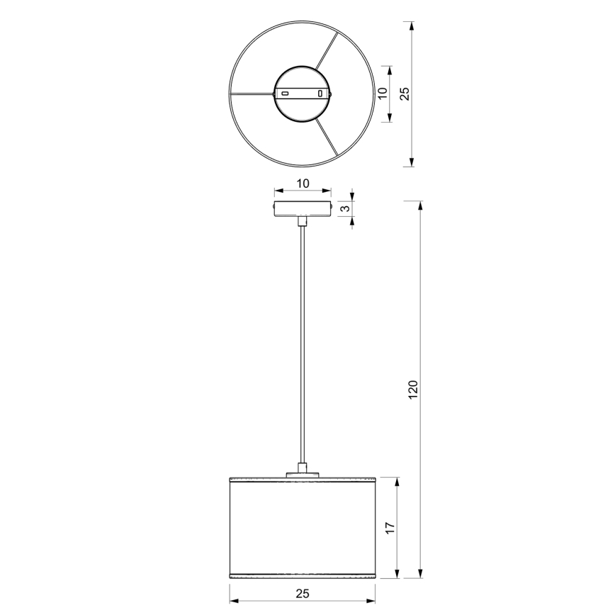 Luster na užetu LOFT SHADE 1xE27/60W/230V promjer 25 cm crna/zlatna