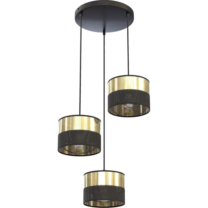 Luster LUX na sajli 3xE27/15W/230V crno-zlatni