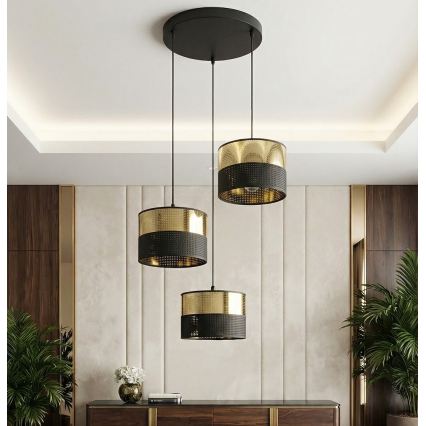 Luster LUX na sajli 3xE27/15W/230V crno-zlatni