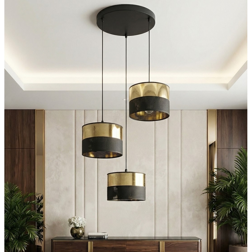 Luster LUX na sajli 3xE27/15W/230V crno-zlatni