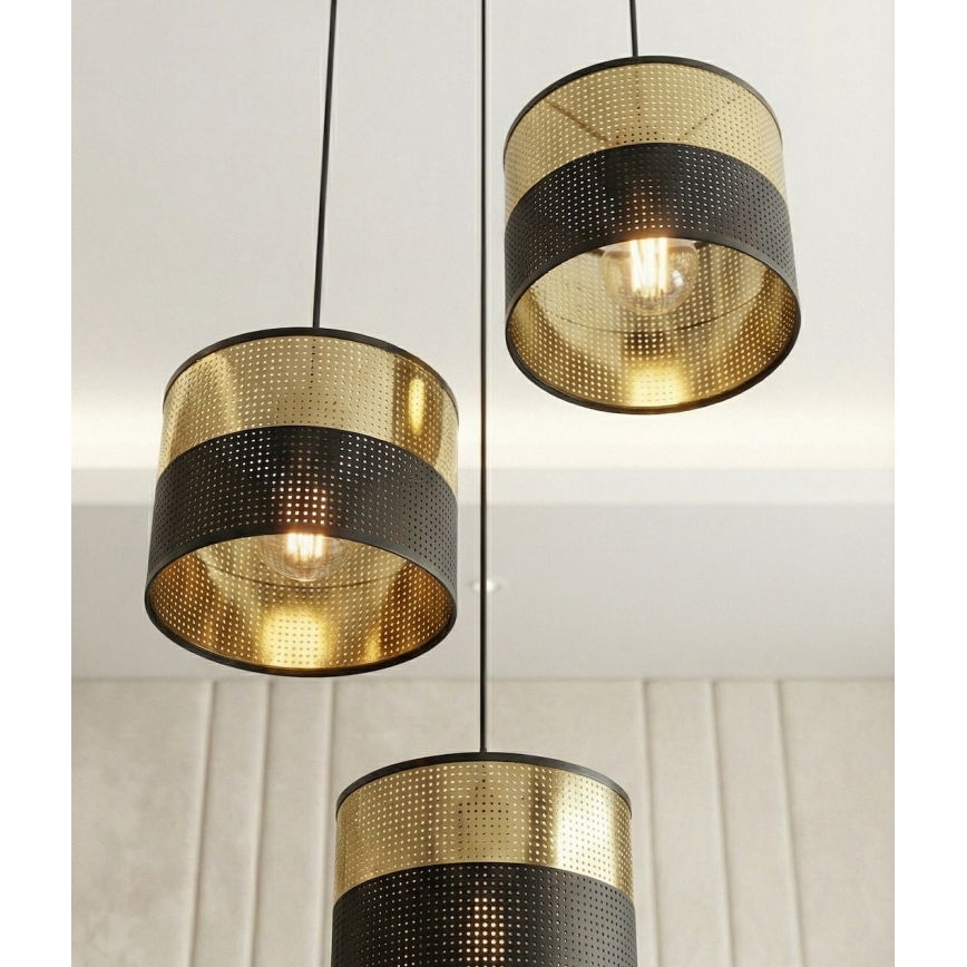 Luster LUX na sajli 3xE27/15W/230V crno-zlatni