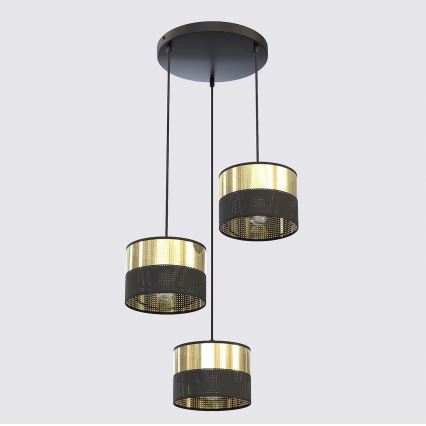Luster LUX na sajli 3xE27/15W/230V crno-zlatni