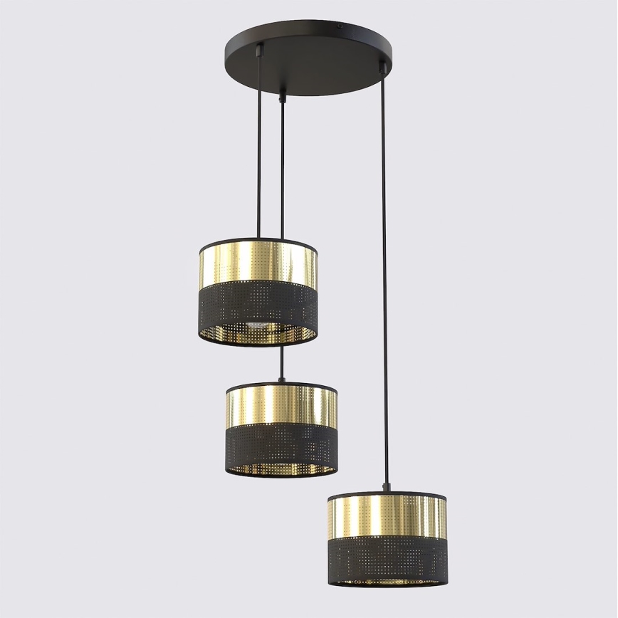 Luster LUX na sajli 3xE27/15W/230V crno-zlatni