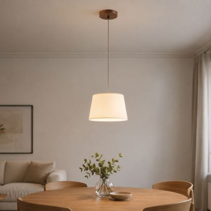 Luster na kabelu AIDA 1xE27/15W/230V prom. 25 cm hrast/krem