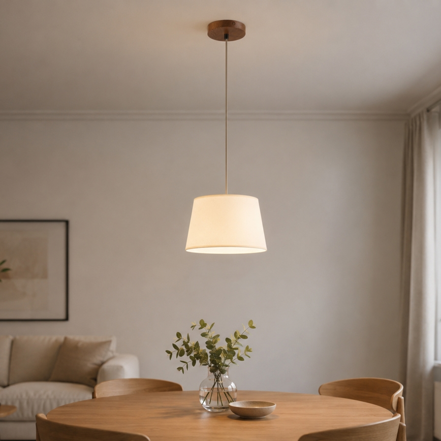 Luster na kabelu AIDA 1xE27/15W/230V prom. 25 cm hrast/krem