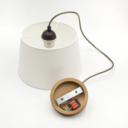 Luster na kabelu AIDA 1xE27/60W/230V promjer 25 cm hrast/smeđa/bijela