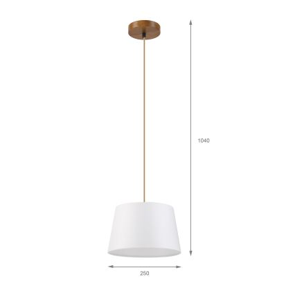 Luster na kabelu AIDA 1xE27/60W/230V promjer 25 cm hrast/smeđa/bijela
