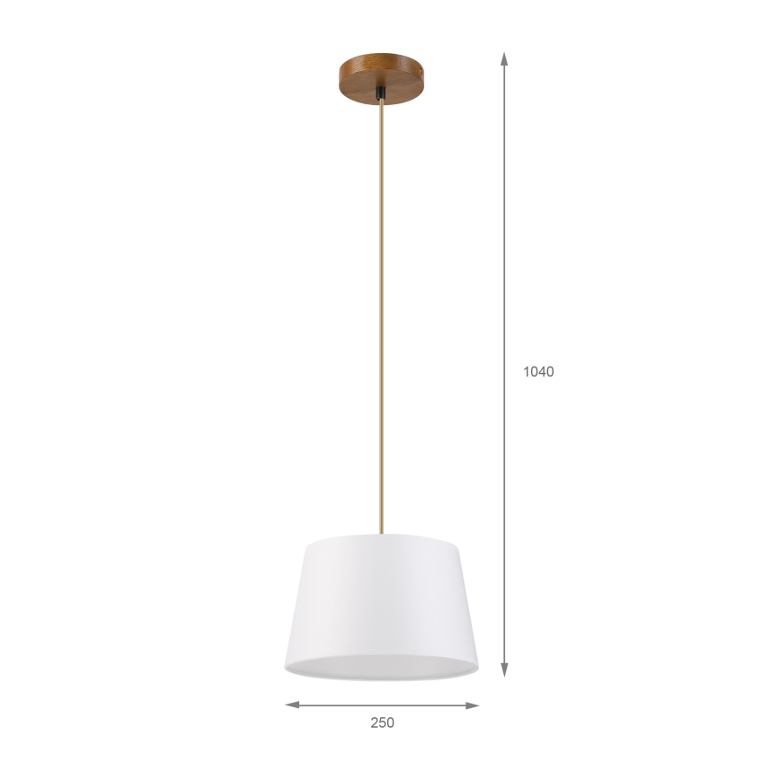 Luster na kabelu AIDA 1xE27/60W/230V promjer 25 cm hrast/smeđa/bijela