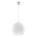 Luster na kabelu BALL 1xE27/15W/230V Ø 30 cm bijela/sjajni krom
