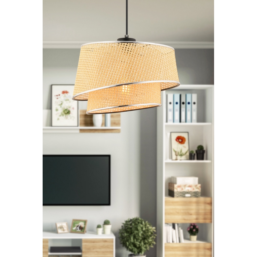 Luster na kabelu BARETTE 1xE27/60W/230V bež/bijeli krom