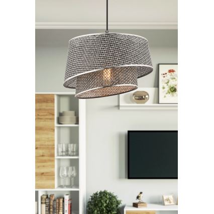 Luster na kabelu BARETTE 1xE27/60W/230V siva/lesklý krom