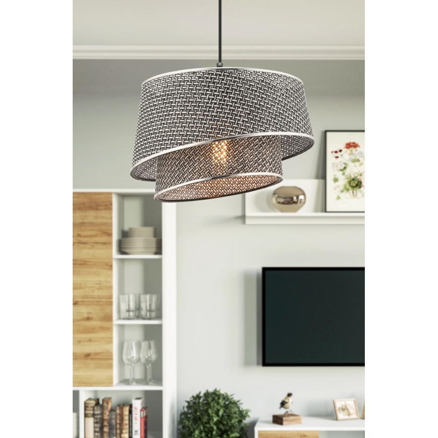 Luster na kabelu BARETTE 1xE27/60W/230V siva/lesklý krom