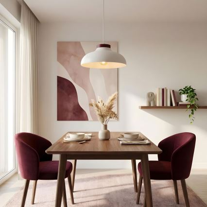Luster na kabelu BASCA 1xE27/15W/230V krem/burgundija