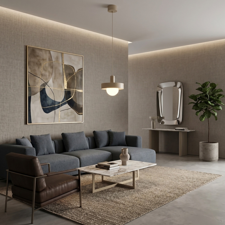 Luster na kabelu CANAN 1xE27/15W/230V, promjer 29 cm, bež