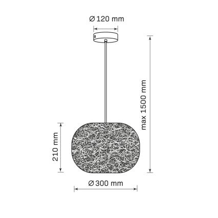 Luster na kabelu CLEA 1xE27/20W/230V Ø 30 cm antracit