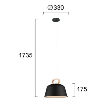 Luster na kabelu CLIP 1xE27/40W/230V crni/smeđi