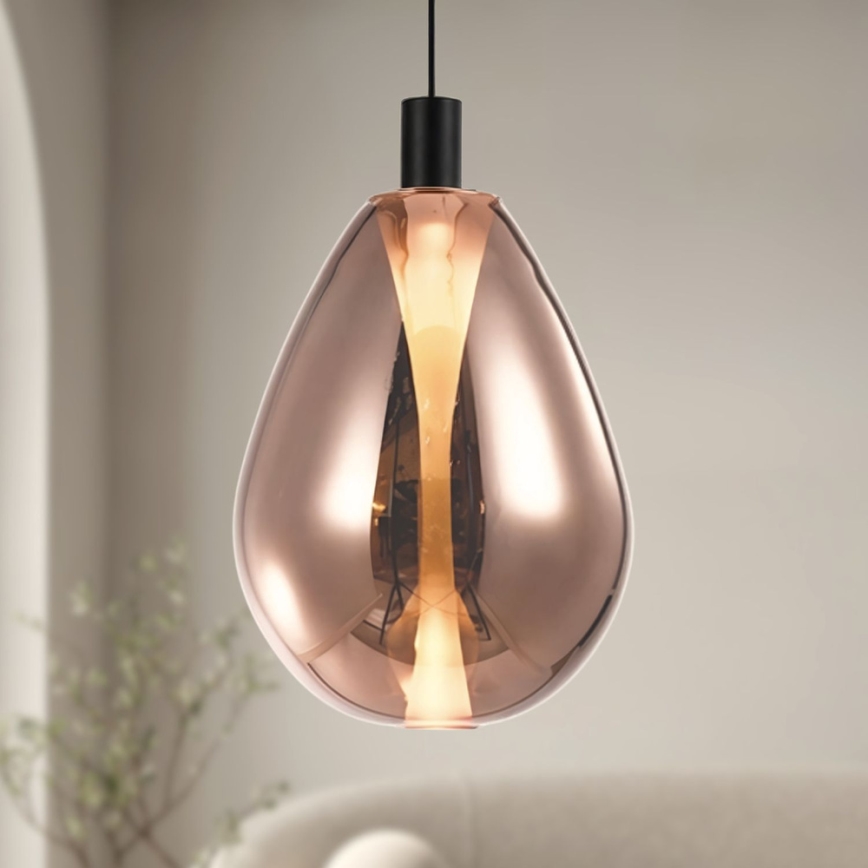 Luster na kabelu DENSO 1xGU10/10W/230V Ø 30 cm bakrena/crna