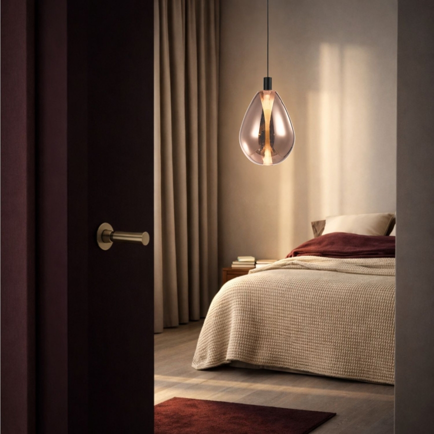 Luster na kabelu DENSO 1xGU10/10W/230V Ø 30 cm bakrena/crna