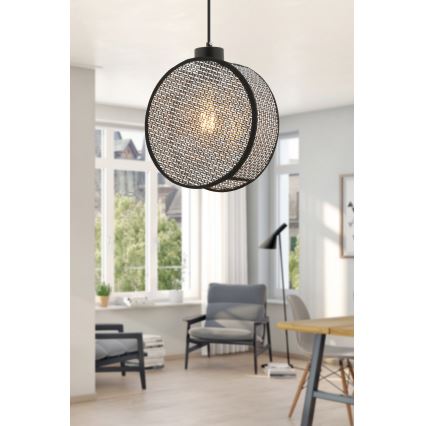 Luster na kabelu DRUM 1xE27/60W/230V siva/crna