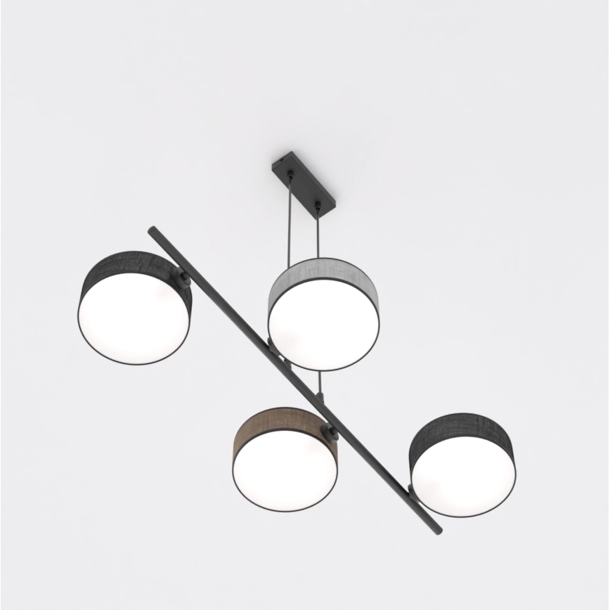 Luster na kabelu DRUMZ 4xE14/10W/230V crna/smeđa/siva