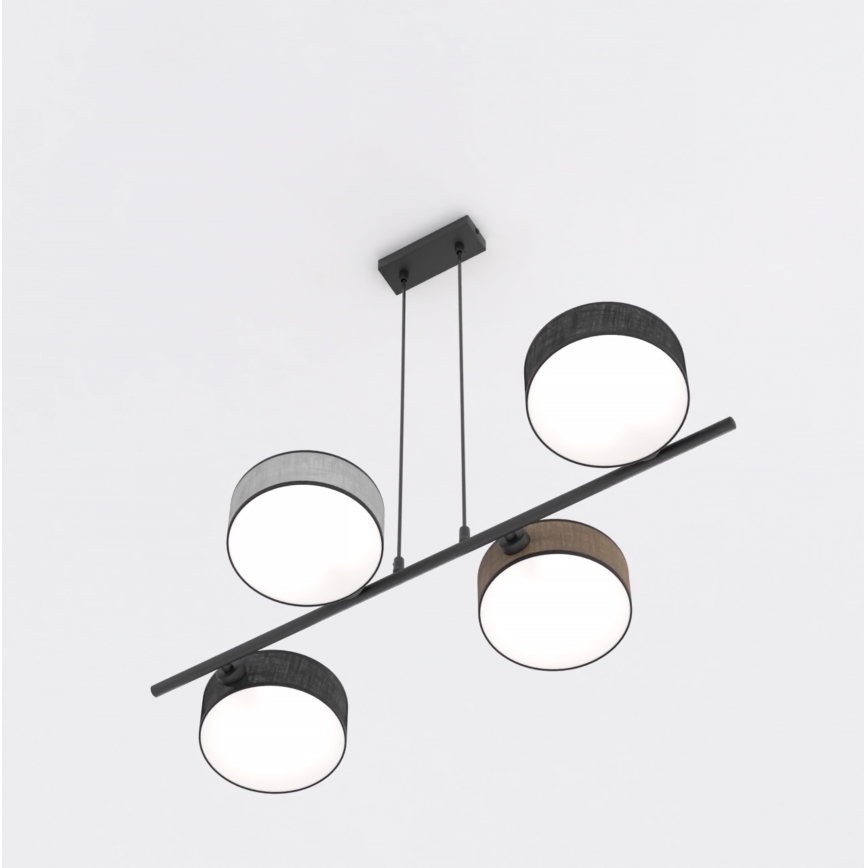 Luster na kabelu DRUMZ 4xE14/10W/230V crna/smeđa/siva
