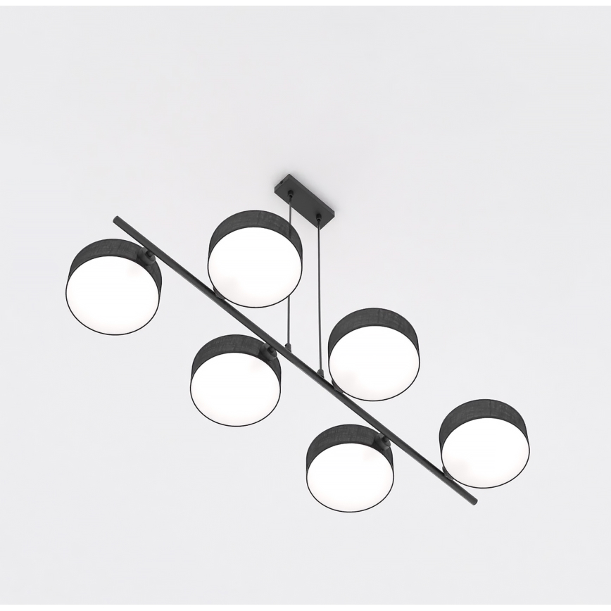 Luster na kabelu DRUMZ 6xE14/10W/230V crni
