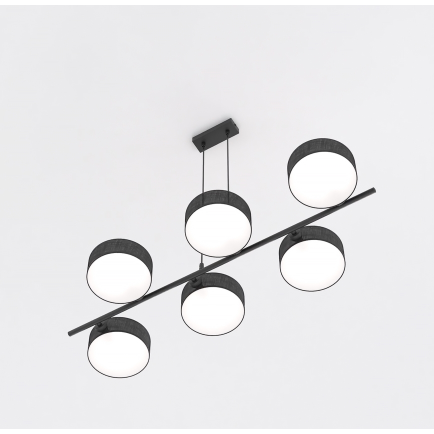 Luster na kabelu DRUMZ 6xE14/10W/230V crni