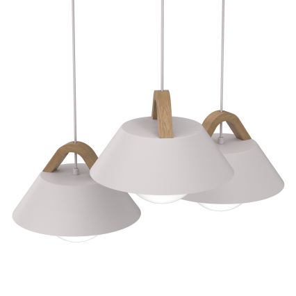Luster na kabelu FUNDA 3xE27/15W/230V krem boje