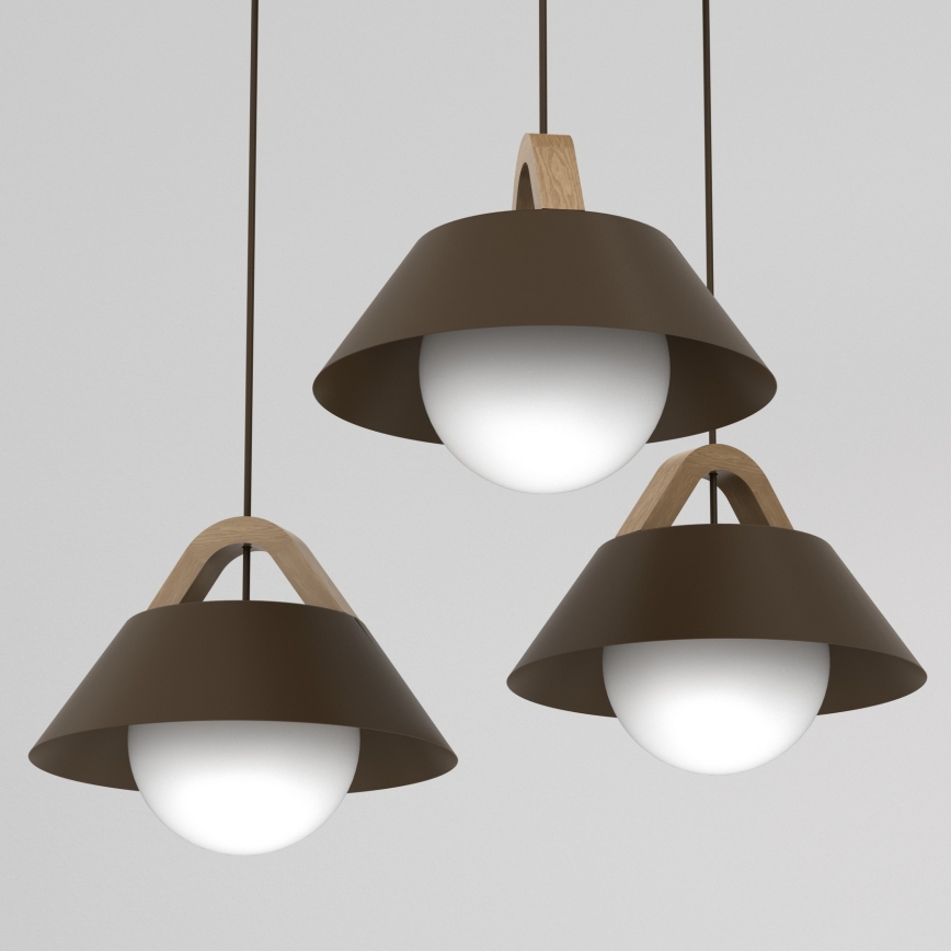Luster na kabelu FUNDA 3xE27/15W/230V smeđi