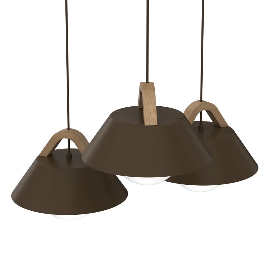 Luster na kabelu FUNDA 3xE27/15W/230V smeđi