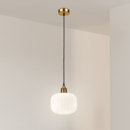 Luster na kabelu HECTOR 1xE27/15W/230V bijela/mesing promjer 20 cm