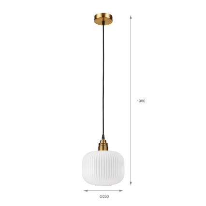 Luster na kabelu HECTOR 1xE27/15W/230V bijela/mesing promjer 20 cm
