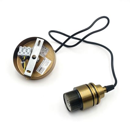 Luster na kabelu HECTOR 1xE27/15W/230V bijela/mesing Ø 14 cm