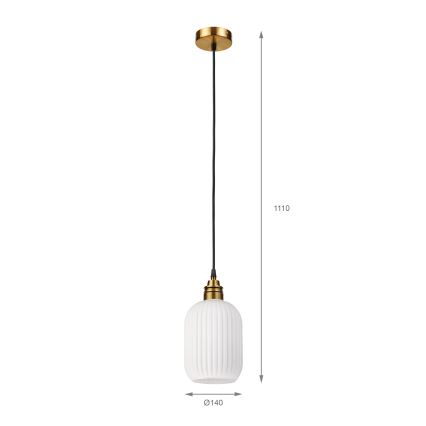 Luster na kabelu HECTOR 1xE27/15W/230V bijela/mesing Ø 14 cm