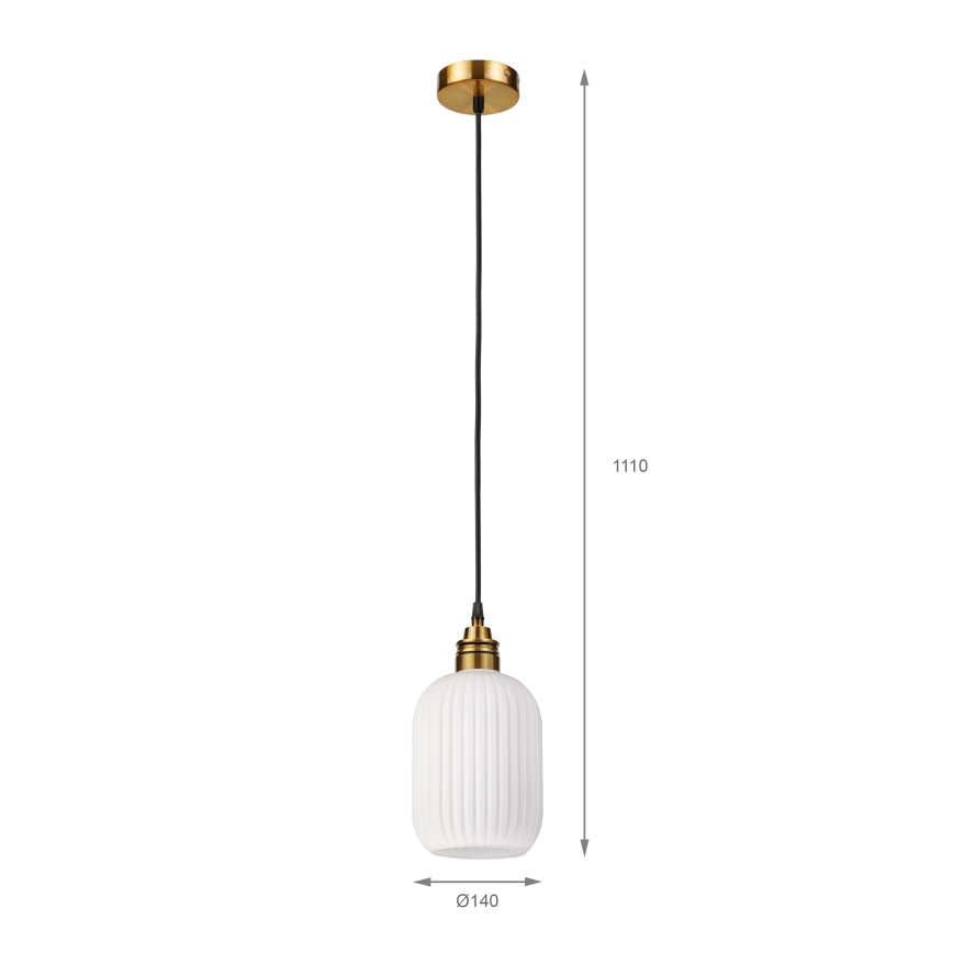Luster na kabelu HECTOR 1xE27/15W/230V bijela/mesing Ø 14 cm