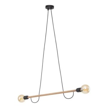Luster na kabelu HELIX 2xE27/15W/230V crna/borovina