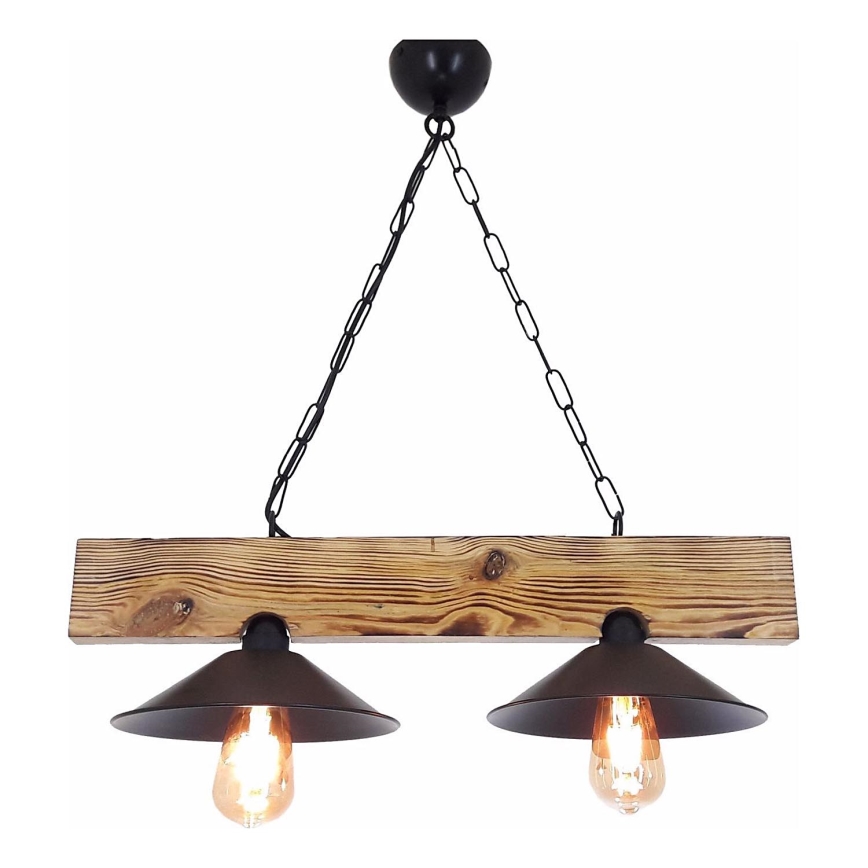 Luster na kabelu HEPSI 2xE27/40W/230V smreka orah