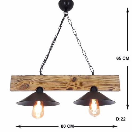 Luster na kabelu HEPSI 2xE27/40W/230V smreka orah