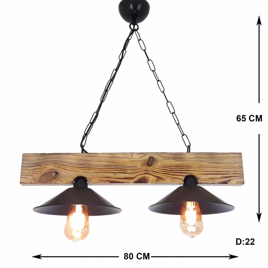 Luster na kabelu HEPSI 2xE27/40W/230V smreka orah