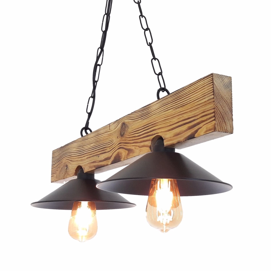 Luster na kabelu HEPSI 2xE27/40W/230V smreka orah
