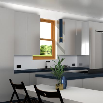 Luster na kabelu JOKER 1xGU10/25W/230V plavi/zlatni