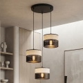 Luster na kabelu KARBON 3xE27/15W/230V crna/siva