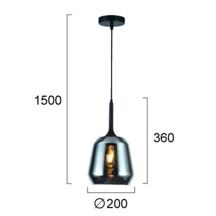 Luster na kabelu MAEVA 1xE27/40W/230V zadimljena crna/crna
