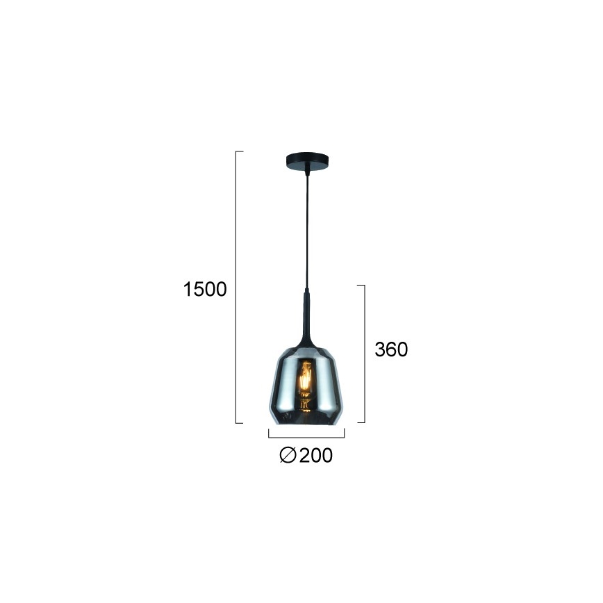 Luster na kabelu MAEVA 1xE27/40W/230V zadimljena crna/crna