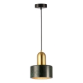 Luster na kabelu MARBLE 1xE27/60W/230V zlatna/zelena/mramorni dekor