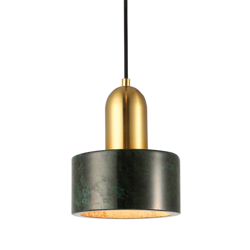 Luster na kabelu MARBLE 1xE27/60W/230V zlatna/zelena/mramorni dekor