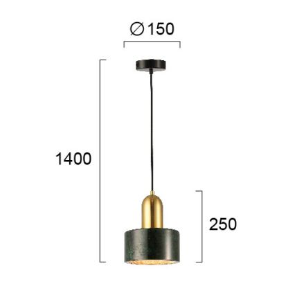 Luster na kabelu MARBLE 1xE27/60W/230V zlatna/zelena/mramorni dekor