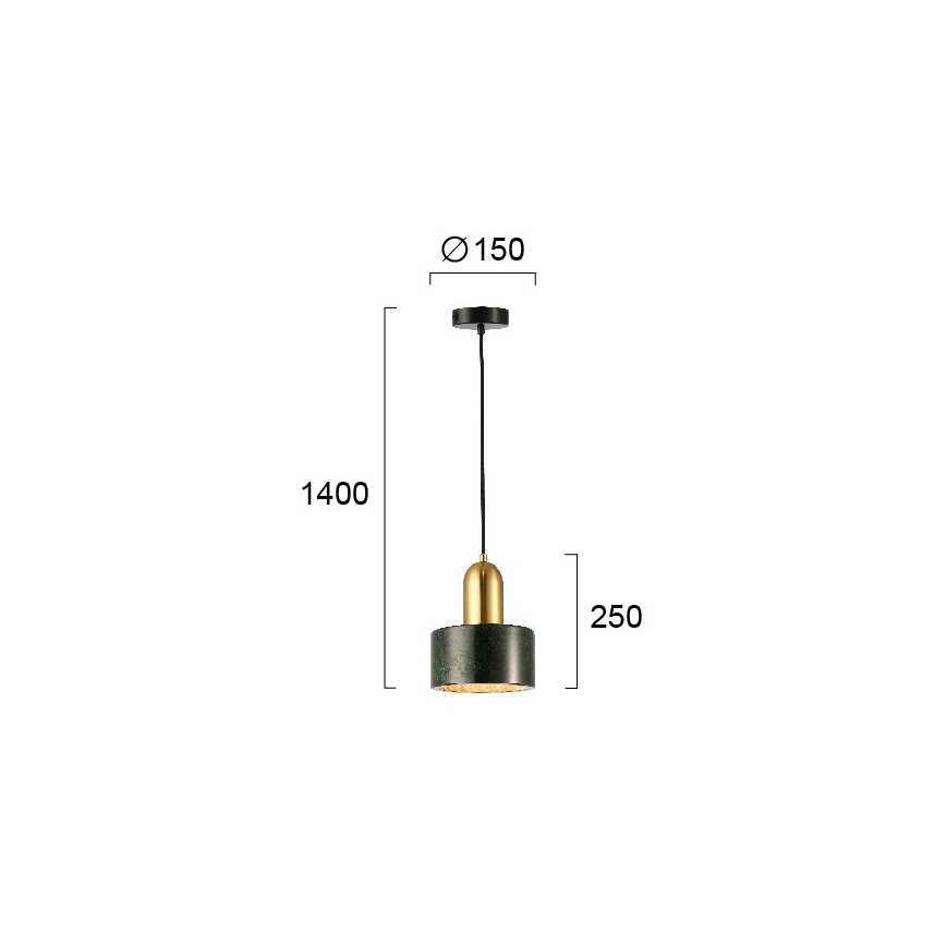 Luster na kabelu MARBLE 1xE27/60W/230V zlatna/zelena/mramorni dekor