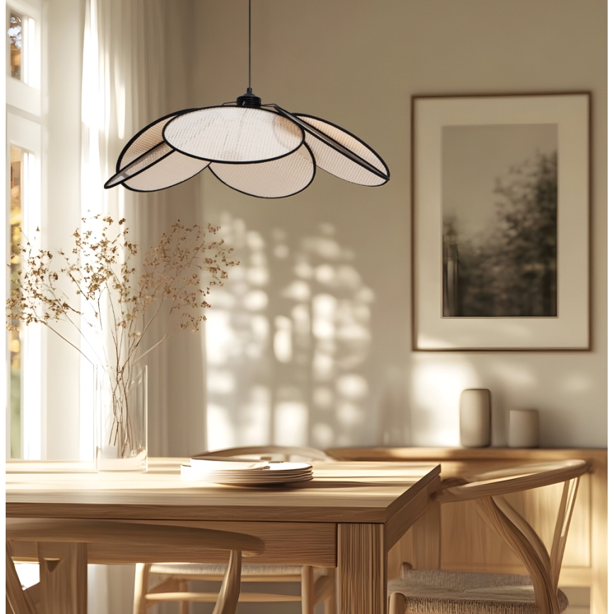 Luster na kabelu MARGARET 1xE27/40W/230V crni/bež